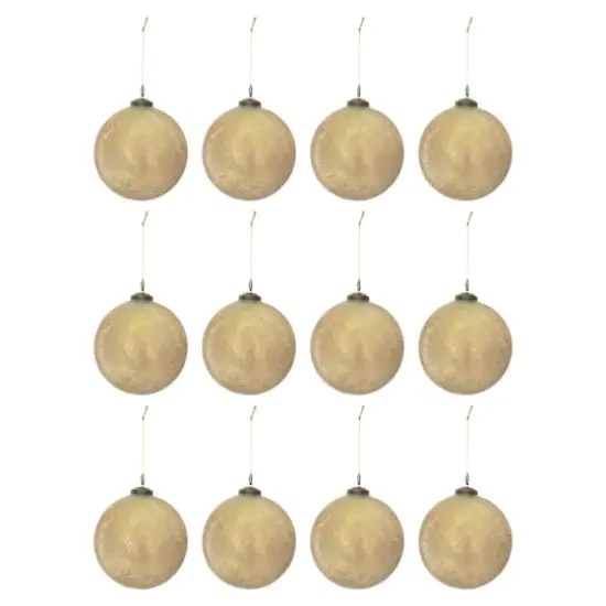 Hello Honey&reg; 12 Pack 4" Gold Glass Seeded Ball Ornaments {1}