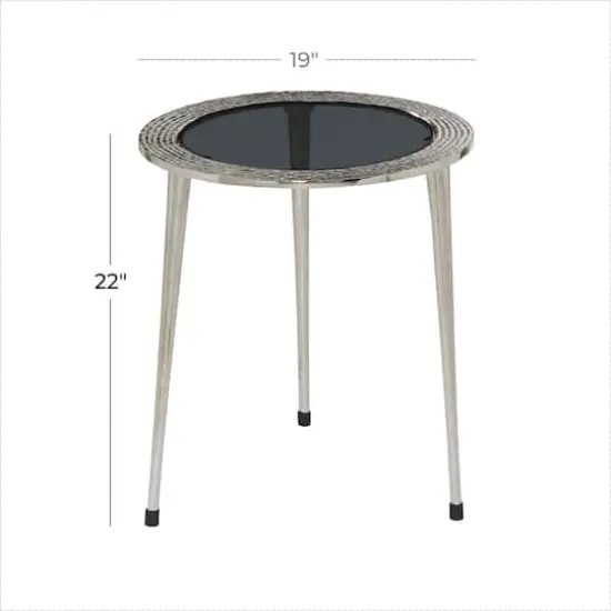 19" Silver Contemporary Aluminum Accent Table {6}