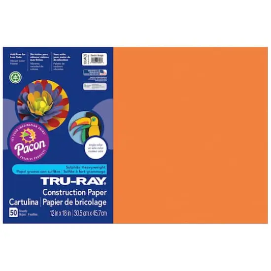 Tru-Ray&reg; 12" x 18" Construction Paper, 3 Packs of 50 Electric Orange {1}