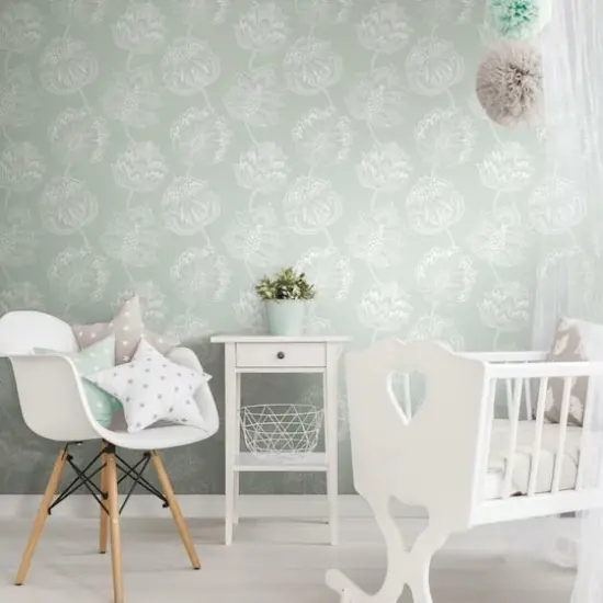 RoomMates Batik Jacobean Peel & Stick Wallpaper Green and White {4}