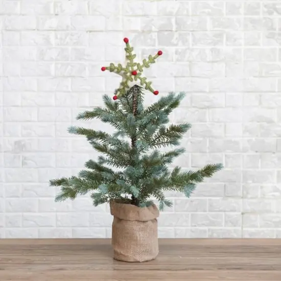 Hello Honey&reg; 8" Handmade Wool Felt Star Tree Topper with Holly Leaves, Berries & Embroidery {3}