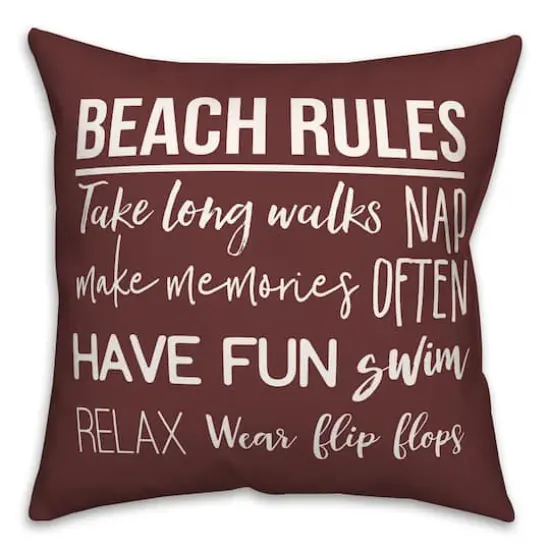 Beach Rules Throw Pillow Maroon {1}