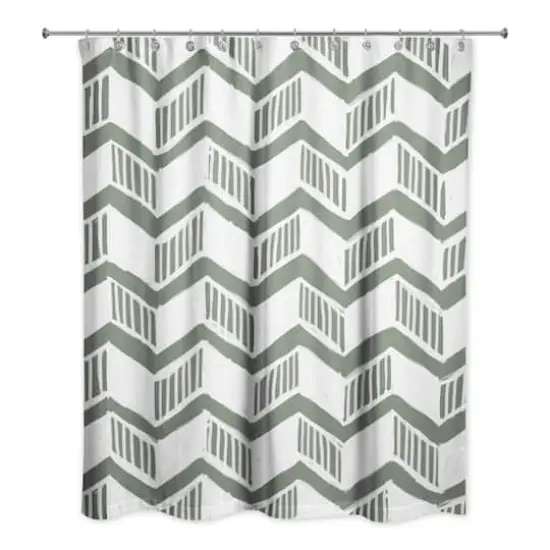Chevron Shower Curtain Sage {1}