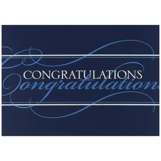 JAM Paper White & Blue Script Blank Congratulations Cards & Envelopes Set {1}