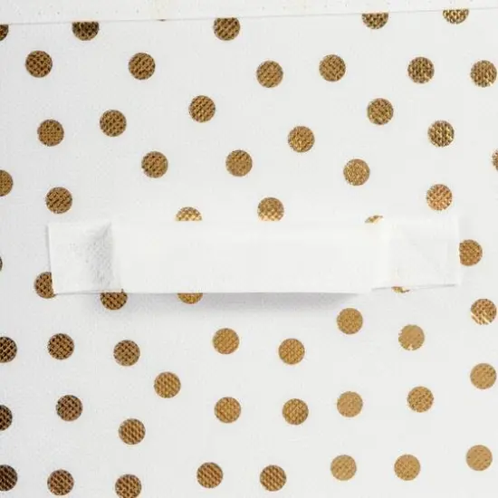 DII&reg; 13" Nonwoven Polyester Small Dots Storage Cubes, 2ct. White/Gold {4}