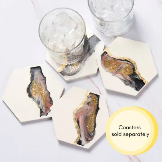 Mod Podge&reg; Black & Gold Do-It-Yourself Geode Coaster Kit {6}