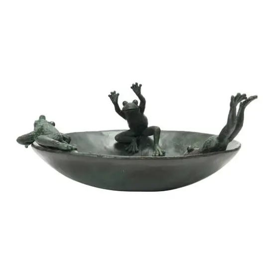 Hello Honey&reg; Resin Bird Bath With Frogs & Verdigris Finish {4}