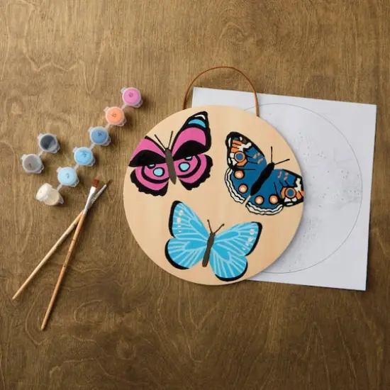 Butterflies Paint-by-Number Round Plywood Surface Kit by Artist's Loft® {1}