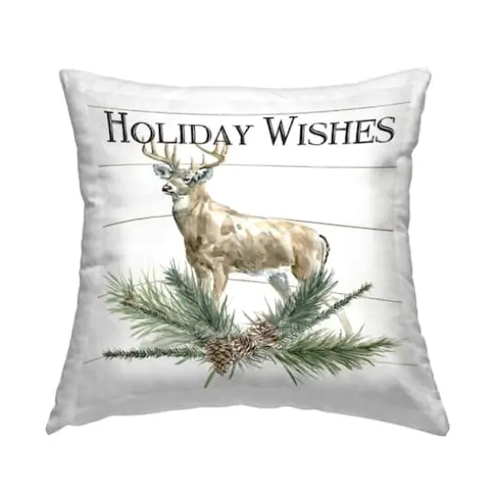 Stupell Industries Holiday Wishes Deer Seasonal Throw Pillow {1}