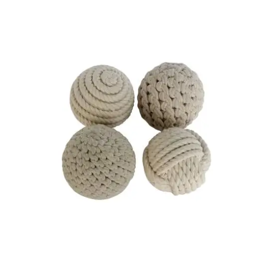 4" Natural Brown Rope Orb Accent Set {1}