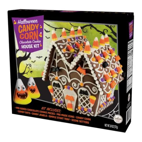 Cookies United Halloween Candy Corn Chocolate Cookie House Kit {3}