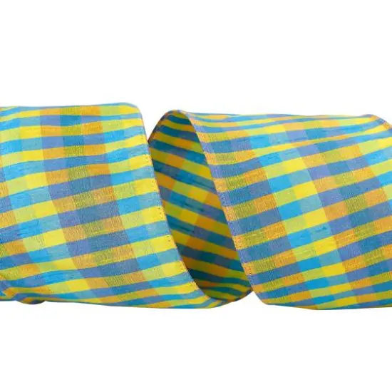 JAM Paper 4" x 10yd. Wired Plaid Dupioni Sally Ribbon {1}