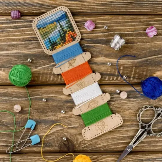 Wonderland Crafts Landscape Embroidery Blank Wood Organizer {3}