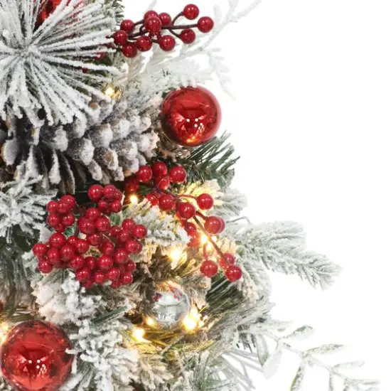 26" Battery-Operated Pre-Lit Decorated with Red Bow {5}