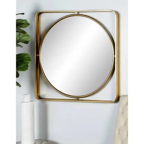 Gold Contemporary Metal Wall Mirror, 34" x 34" {8}