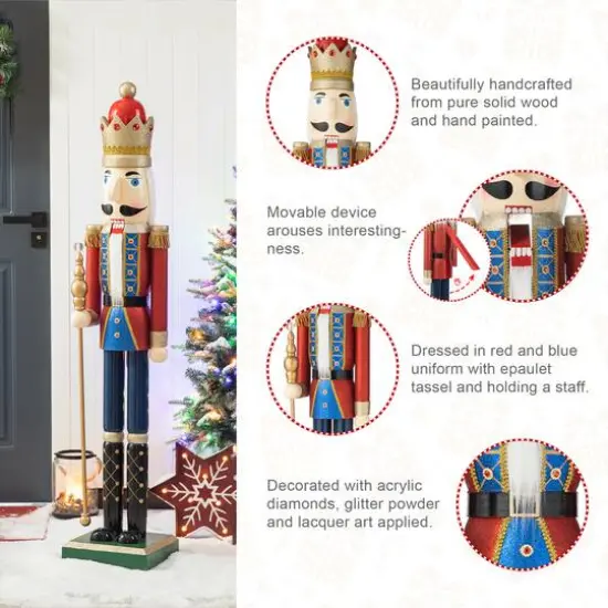 Glitzhome&reg; 54" Wooden Christmas Glitter King Nutcracker {7}
