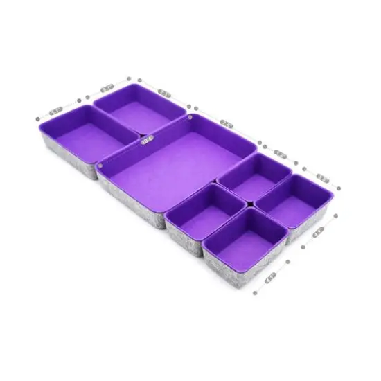 Welaxy Felt 7 Piece Drawer Organizer Tray Set Purple {9}