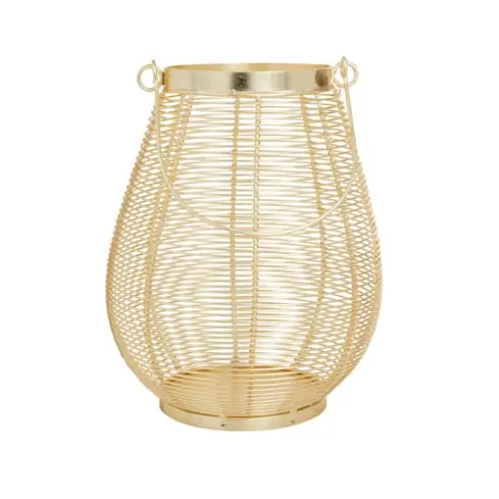 Gold Iron Glam Lantern, 11" x 8" x 8" {7}