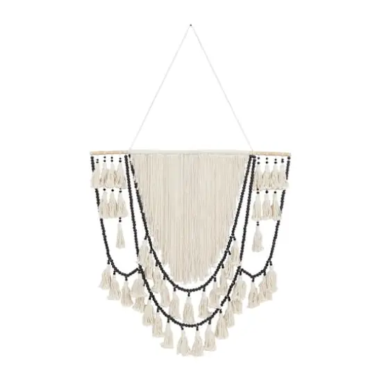 66" Traditional Macram&eacute; & Wood Wall D&eacute;cor Black {5}