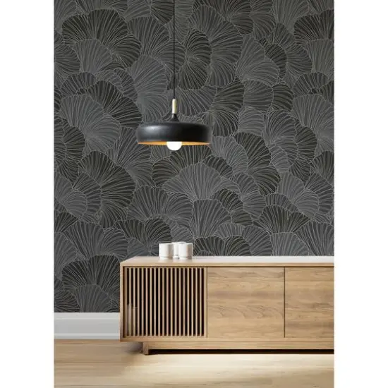 Katie Hunt Charcoal Gray Petals Wall Mural {8}