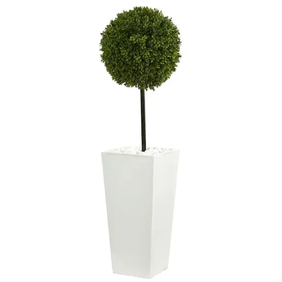 3.5ft. Boxwood Ball Topiary Tree in White Tower Planter {1}