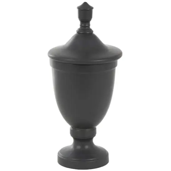 Ceramic Fluted Urn-Shaped Living Room Decorative Jar with Lid Black {1}