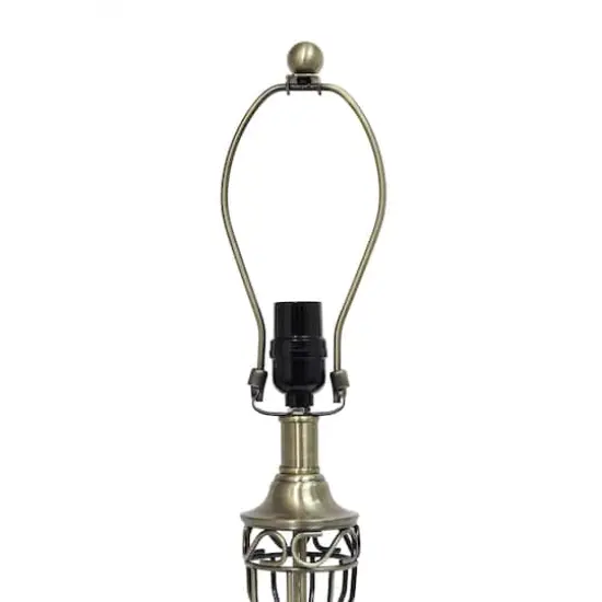 Lalia Home Antique Brass Table and Floor Lamp Set {7}