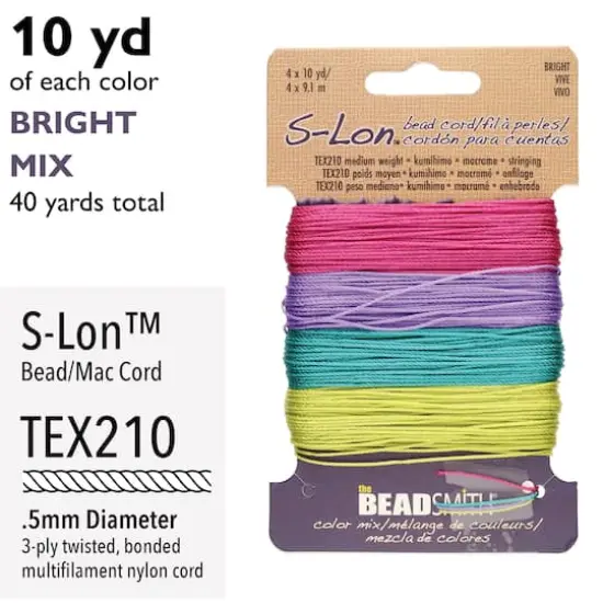 The Beadsmith&reg; S-Lon&reg; 0.5mm Mixed Color Bead Cord Bright Mix {6}