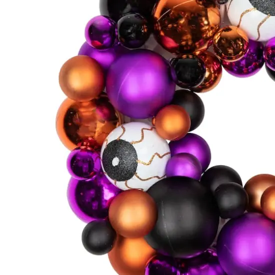 13'' Unlit Shatterproof Ball Ornament Halloween Wreath {3}