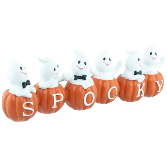 15.5" Ghosts and Pumpkins "Spooky" Halloween Decoration {4}