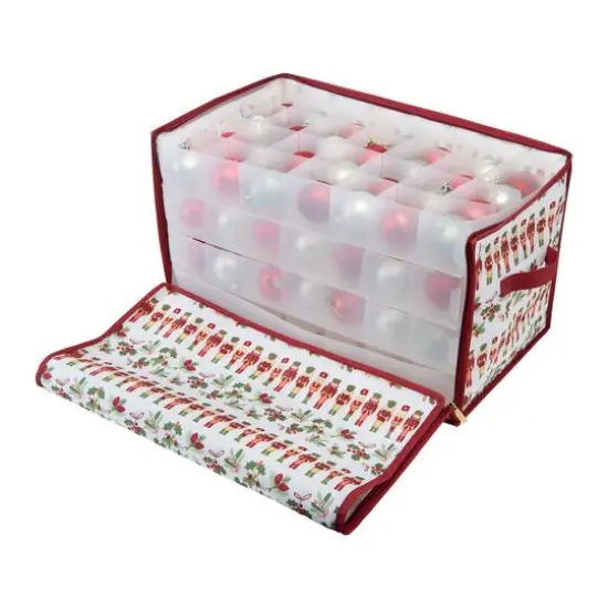 Laura Ashley Nutcracker Print 112ct. Stackable Christmas Ornament Storage Box {5}