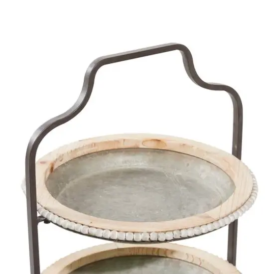 Gray Metal Farmhouse Tiered Server, 29" x 16" x 15" {5}