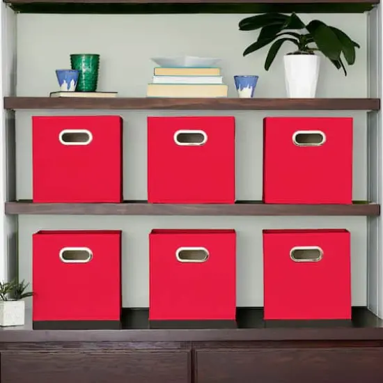 6 Pack Household Essentials 11" Fabric Storage Bins Red {3}