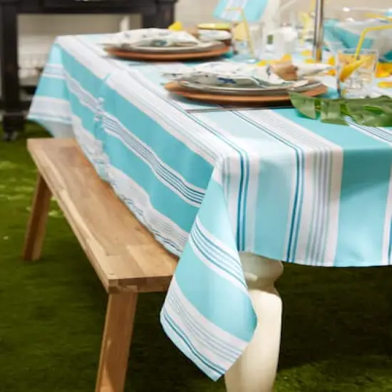 DII&reg; Beach House Stripe Print Outdoor Tablecloth With Zipper 60 Round {4}