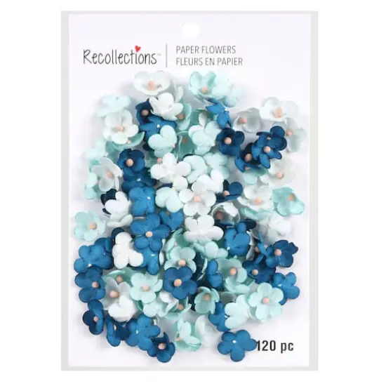 Blue Paper Flowers by Recollections&trade;, 120ct. {4}
