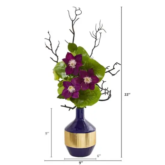 22" Anemone & Lotus Leaf Arrangement In Vase Purple {4}