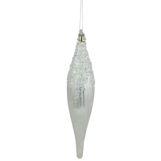 9.5" Sequined Icicle Glass Christmas Ornament {3}