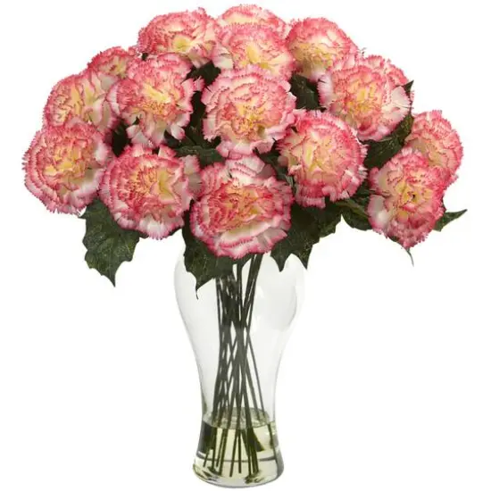 Carnation Arrangement In Vase Cream Pink {1}