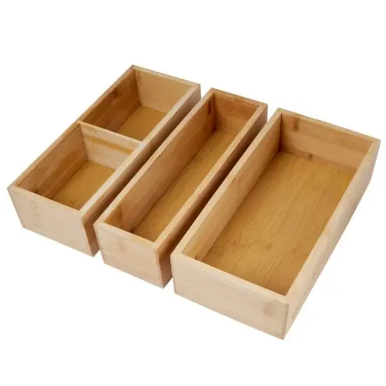 Kitchen Details 4-Compartment Bamboo Drawer Organizer Set {1}