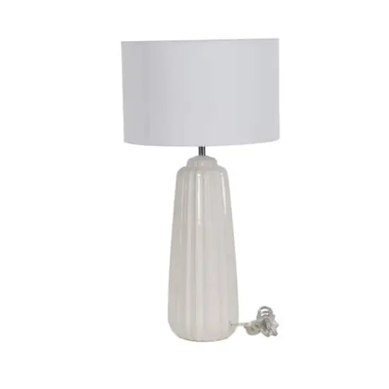24" White Stone Traditional Table Lamp {3}