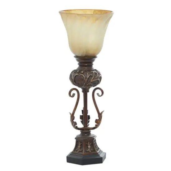 Brown Metal Mediterranean Uplight Table Lamp, 20" x 7" x 7" {4}