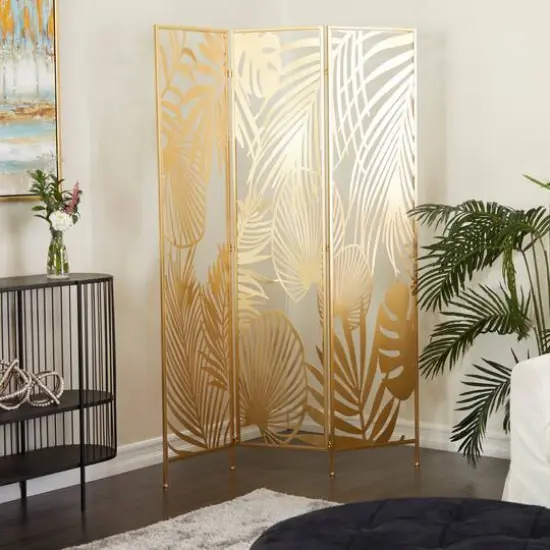 Gold Iron Glam Room Divider Screen, 71" x 48" x 1" {8}