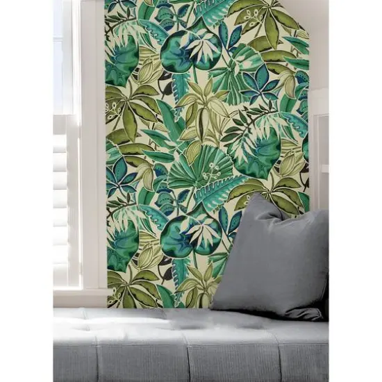 Caroline et Bettina Turquoise Feuilles Peel & Stick Wallpaper {6}