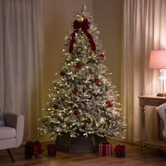 6ft. Pre-Lit Real Touch&trade; Flocked Yukon Pine IPT Artificial Christmas Tree, Dual Color LED Lights {4}