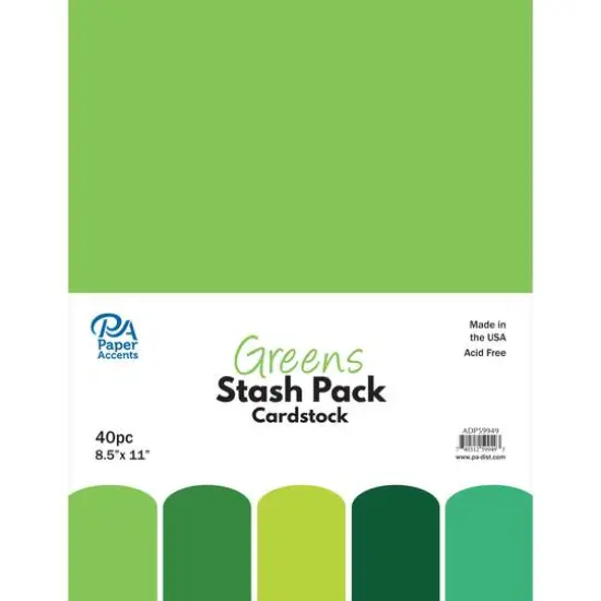 PA Paper&trade; Accents Greens Stash Pack 8.5" x 11" Cardstock, 40 sheets {1}