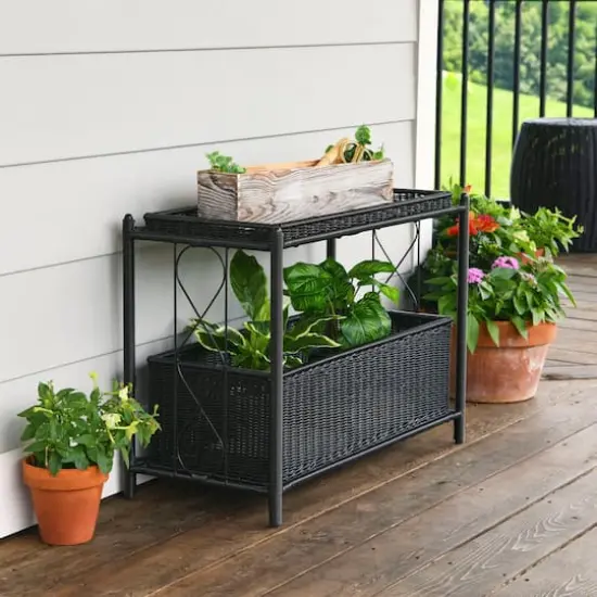 Household Essentials Raised Plant Stand Black {5}