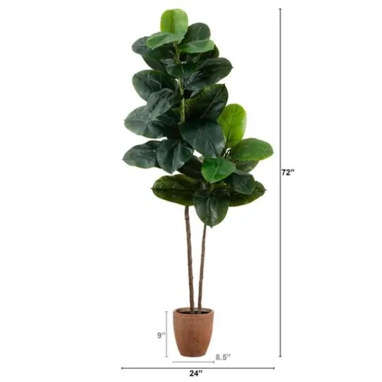 6ft. Rubber Tree in Decorative Planter with Real Touch Leaves {8}