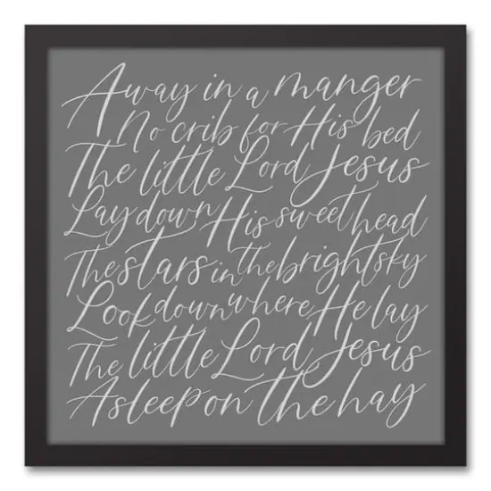 Away in a Manger Black Framed Canvas Wall Art {1}