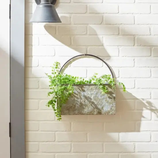 14.5" Rectangle Galvanized Wall Planter {7}