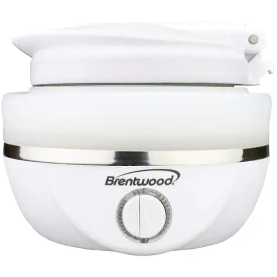 Brentwood White 0.85qt. Dual-Voltage Collapsible Travel Kettle {3}